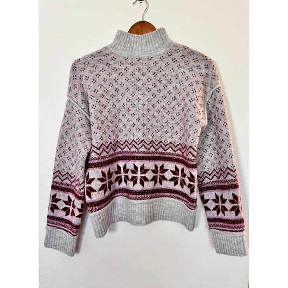 Marled Sweaters - Marled Fair Isle Mock Neck Sweater XS Nordic Cozy Winter Cabin